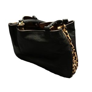 Roberto Vascon vintage leather and leopard handbag. EUC.